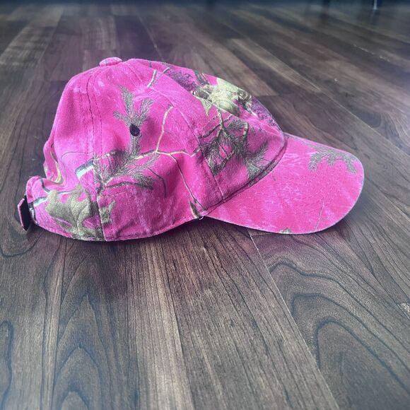 Realtree Hot Pink Camo Hat 6 Panel Curved Bill Adjustable Soft Cotton - Picture 4 of 11
